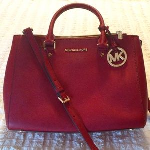 Michael Kors red leather handbag